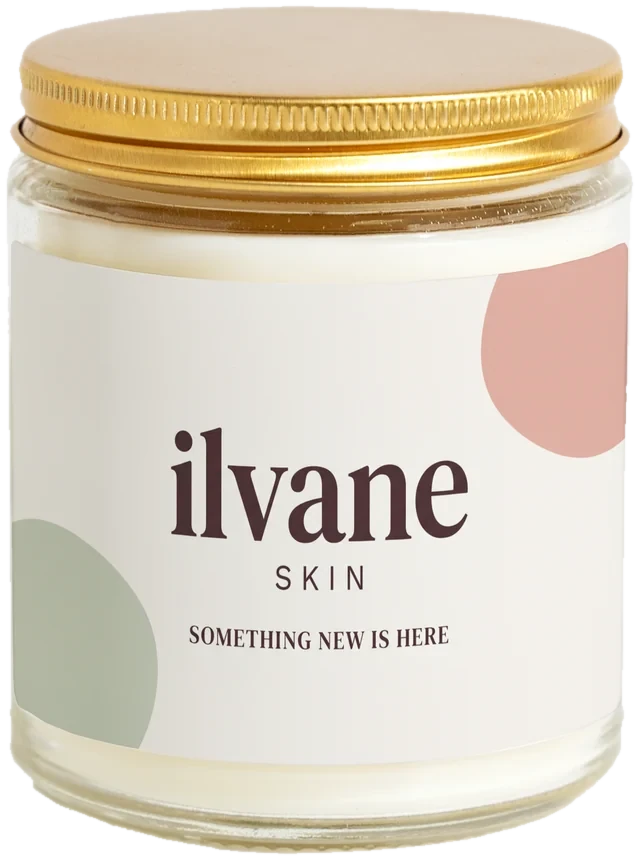 A 9 oz candle jar with a sample Product launch & press gifts label